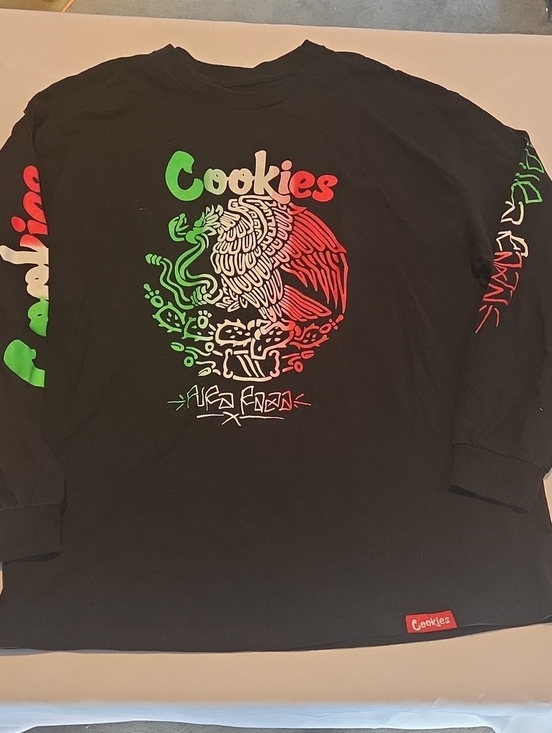 Cookies Other - Cookies Black Long Sleeve Graphic Tee - Tricolor Eagle Design